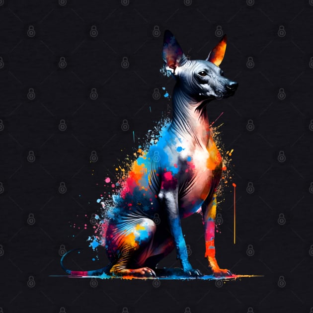 Xoloitzcuintli Depicted in Vivid Splash Art Style by ArtRUs